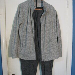 Danskin 2 Piece Jacket Pants Set Large 12 14 Gray Zip Jacket Drawstring Pant